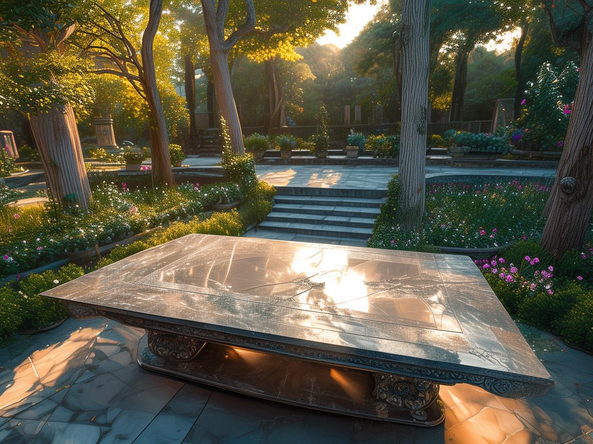 无人机视角下的庭院石桌之美