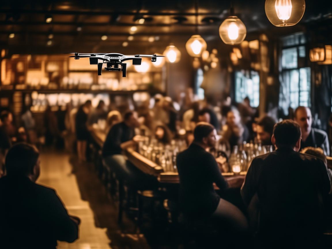 酒吧里的无人机摄像新视角