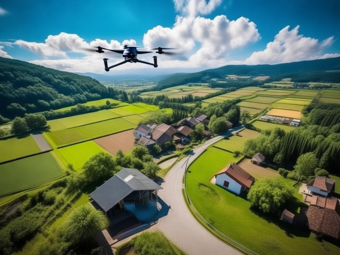 村道上空的无人机摄像之旅