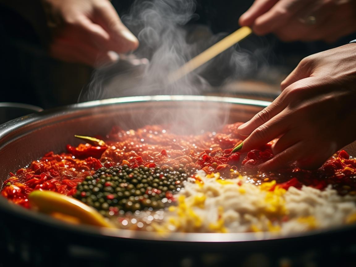 无人机摄像下的麻辣烫底料制作探秘