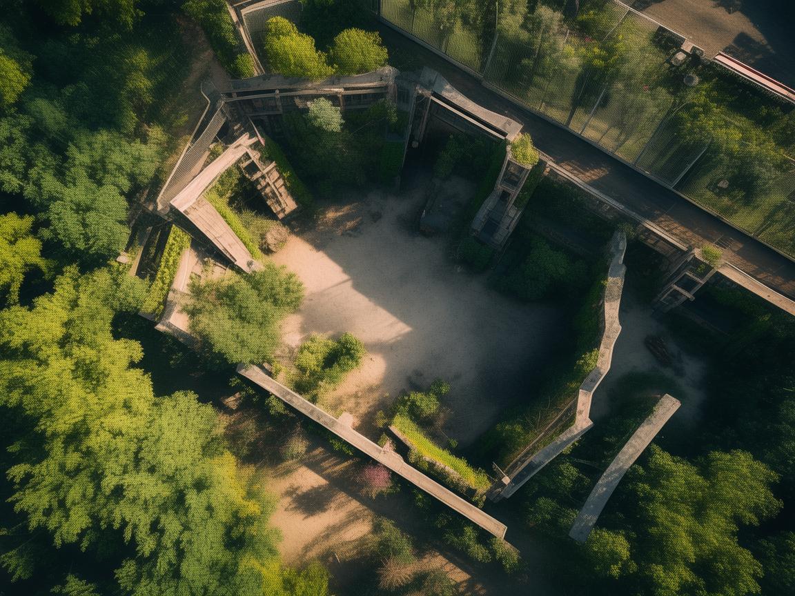 无人机摄像，探秘动物园笼舍新视角