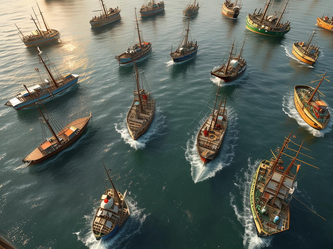 无人机摄像下的轮船百态