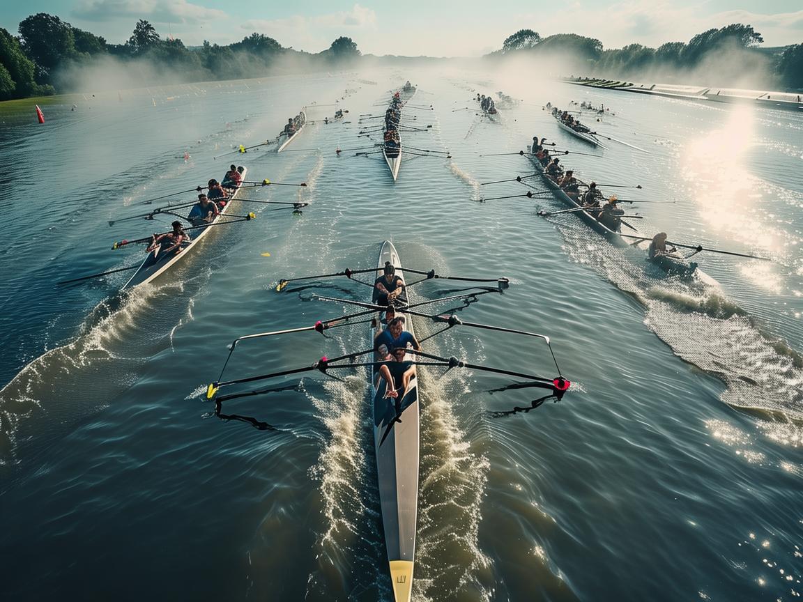 无人机视角下的赛艇激情