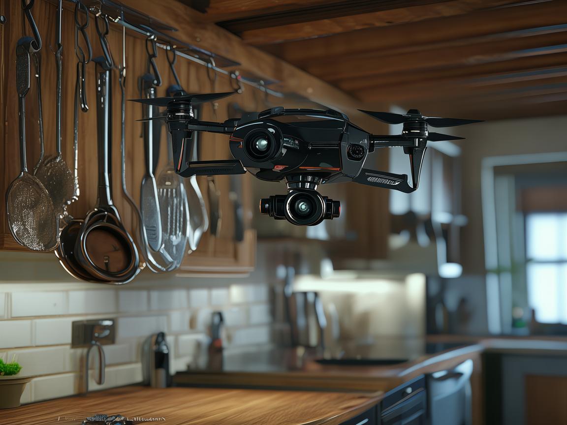 厨房挂钩上的无人机摄像新视角