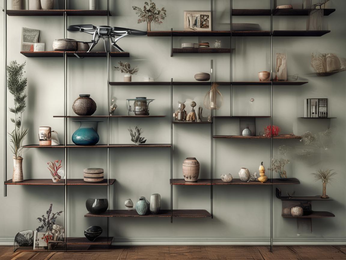 无人机摄像技术助力墙面装饰架安装与展示