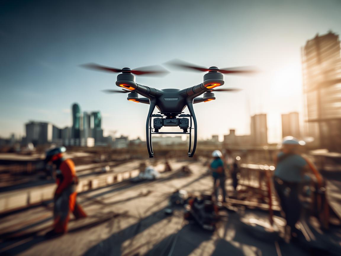 无人机摄像，为工人作业保驾护航