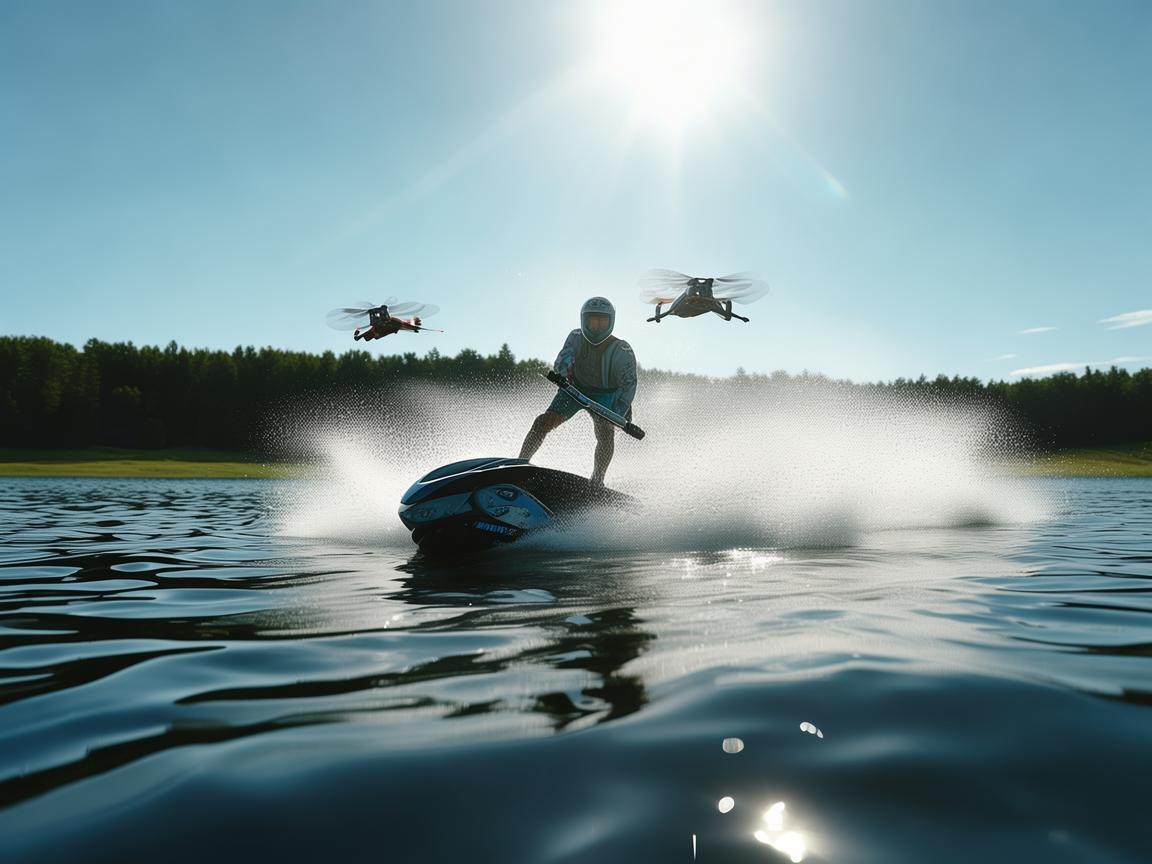 无人机下的水上摩托激情时刻