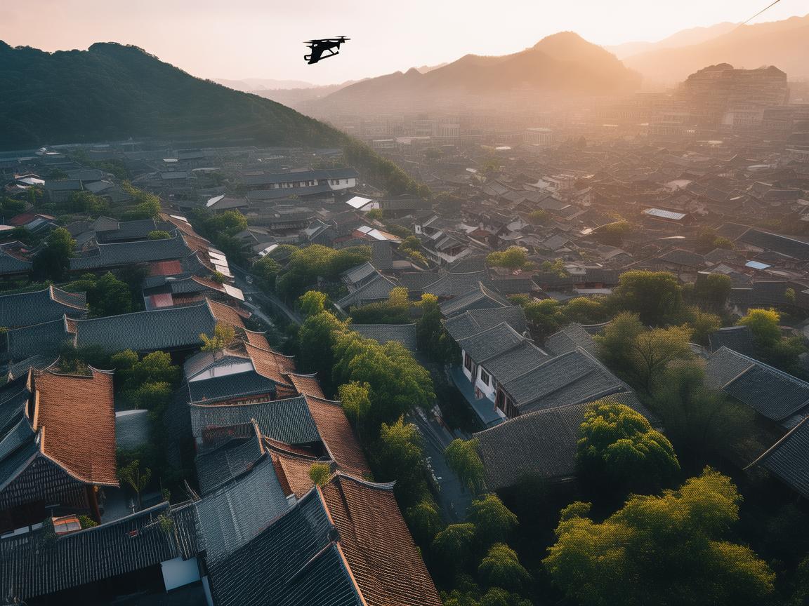 赣州上空的无人机摄像之美