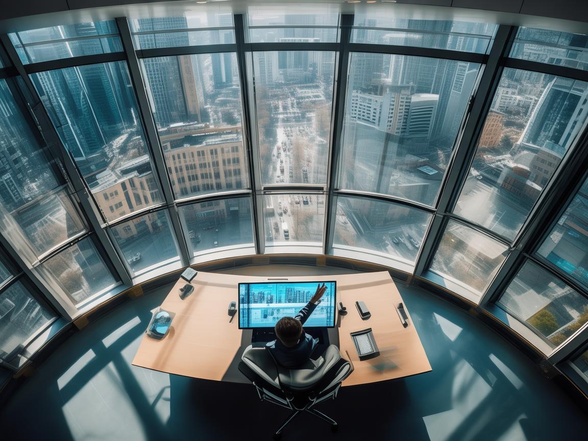 无人机摄像下的商人领袖风采