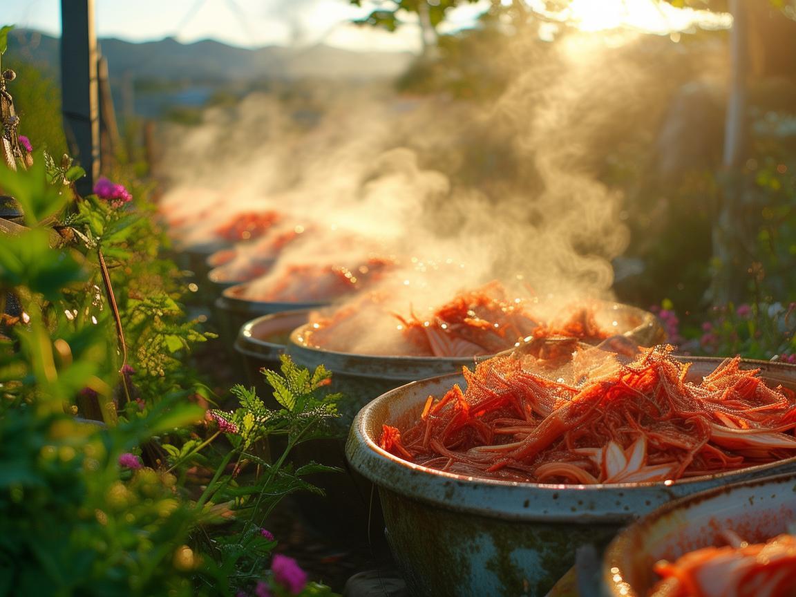 无人机摄像下的泡菜制作风情