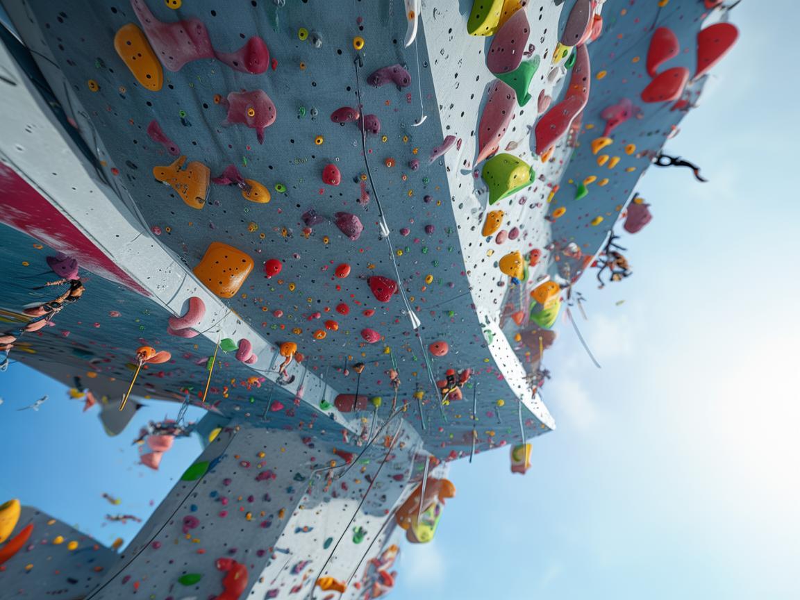 无人机摄像下的攀岩墙精彩视界