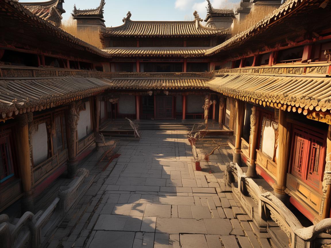 无人机视角下的道观三清殿