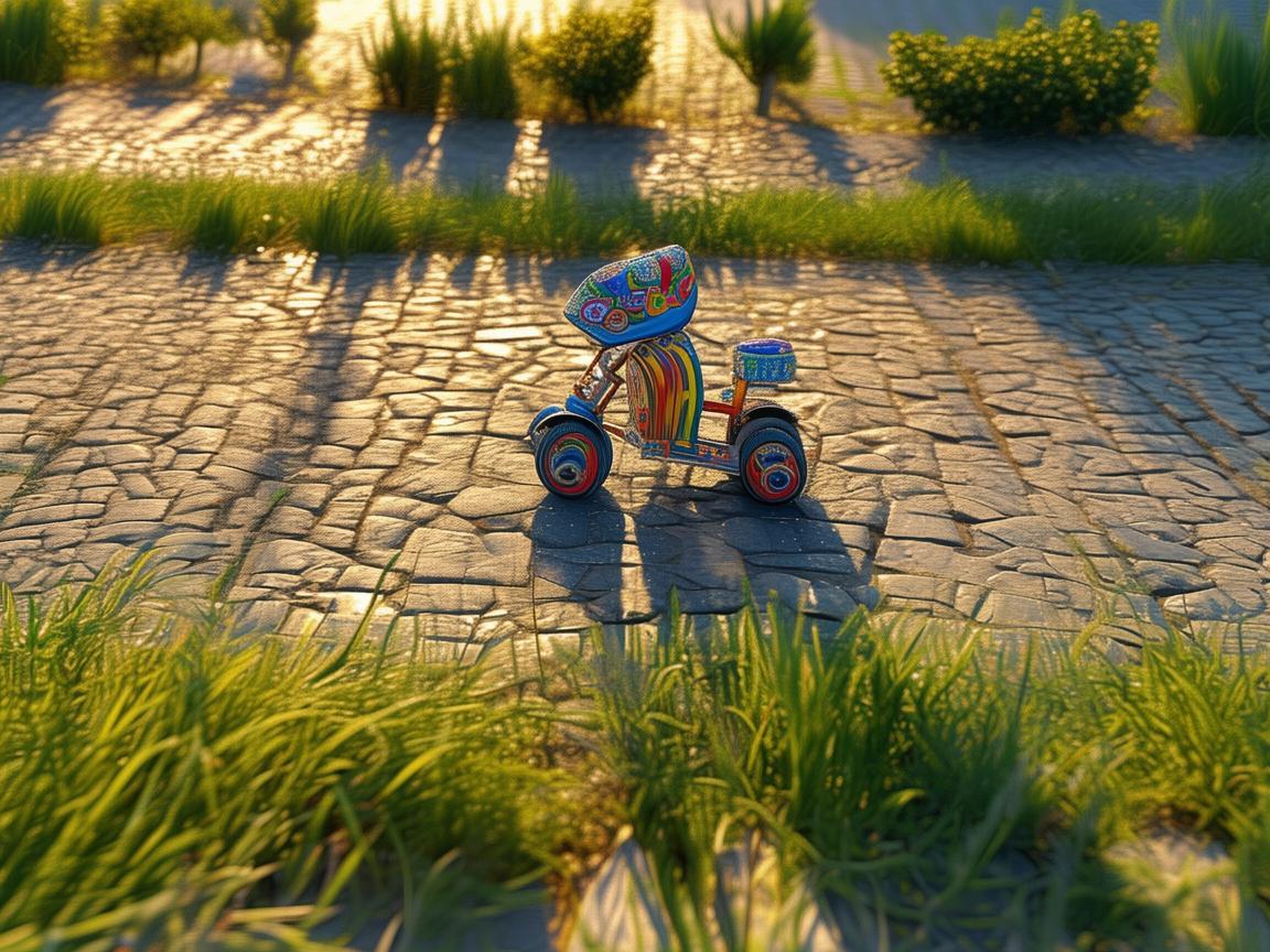 无人机视角下的儿童三轮车之旅