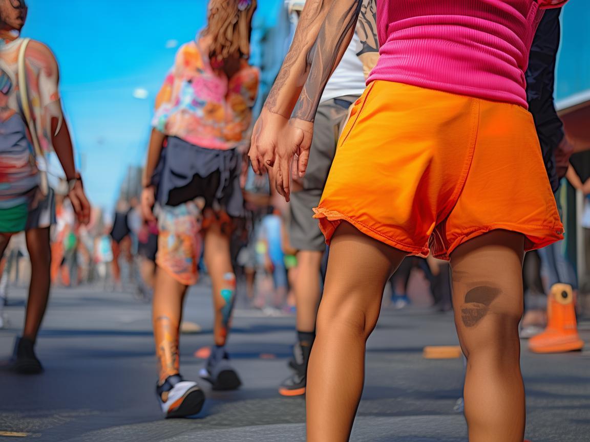 无人机摄像下的短裤时尚捕捉