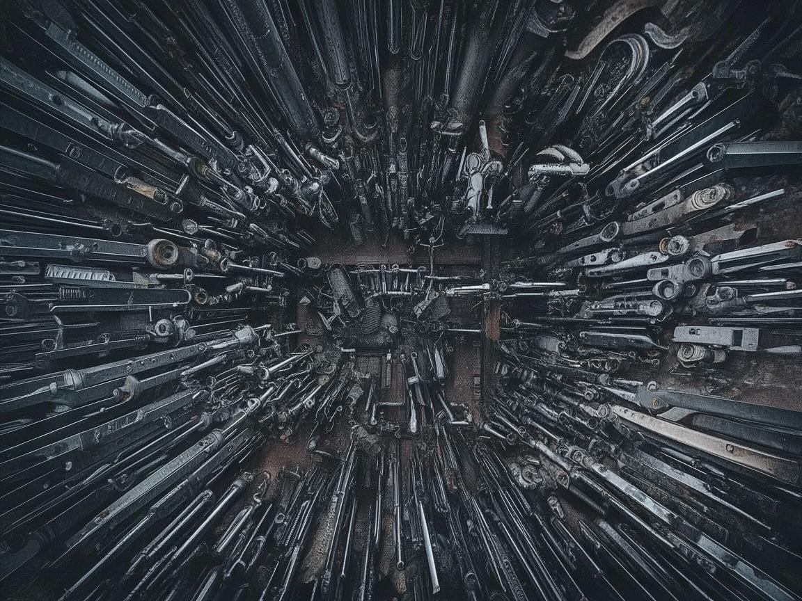 无人机摄像下的五金店工具架探秘