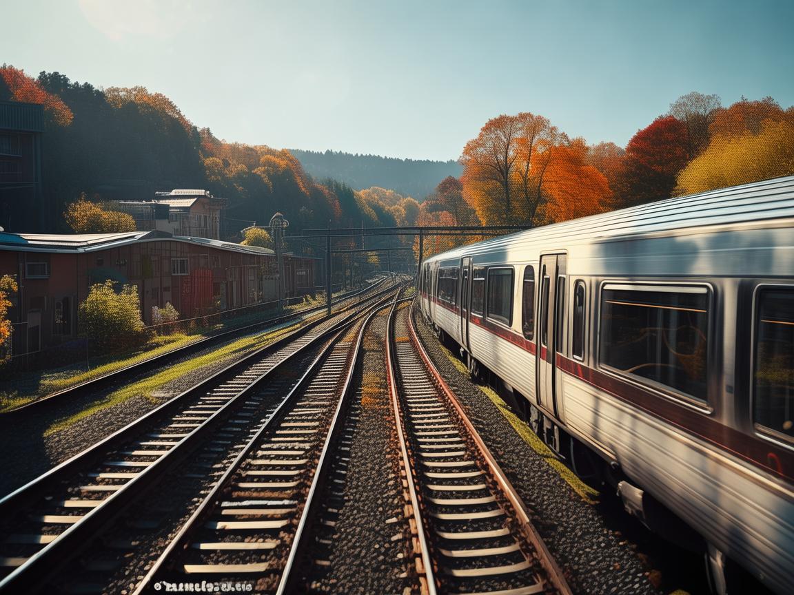 无人机摄像下的市郊列车风采