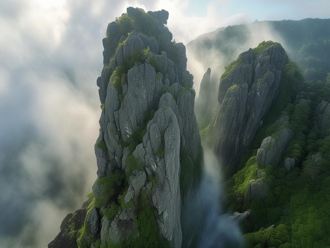 龙岩上空的无人机摄像视界