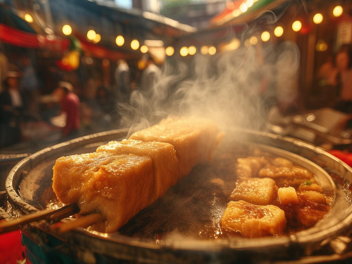 无人机视角下的烤豆腐串飘香