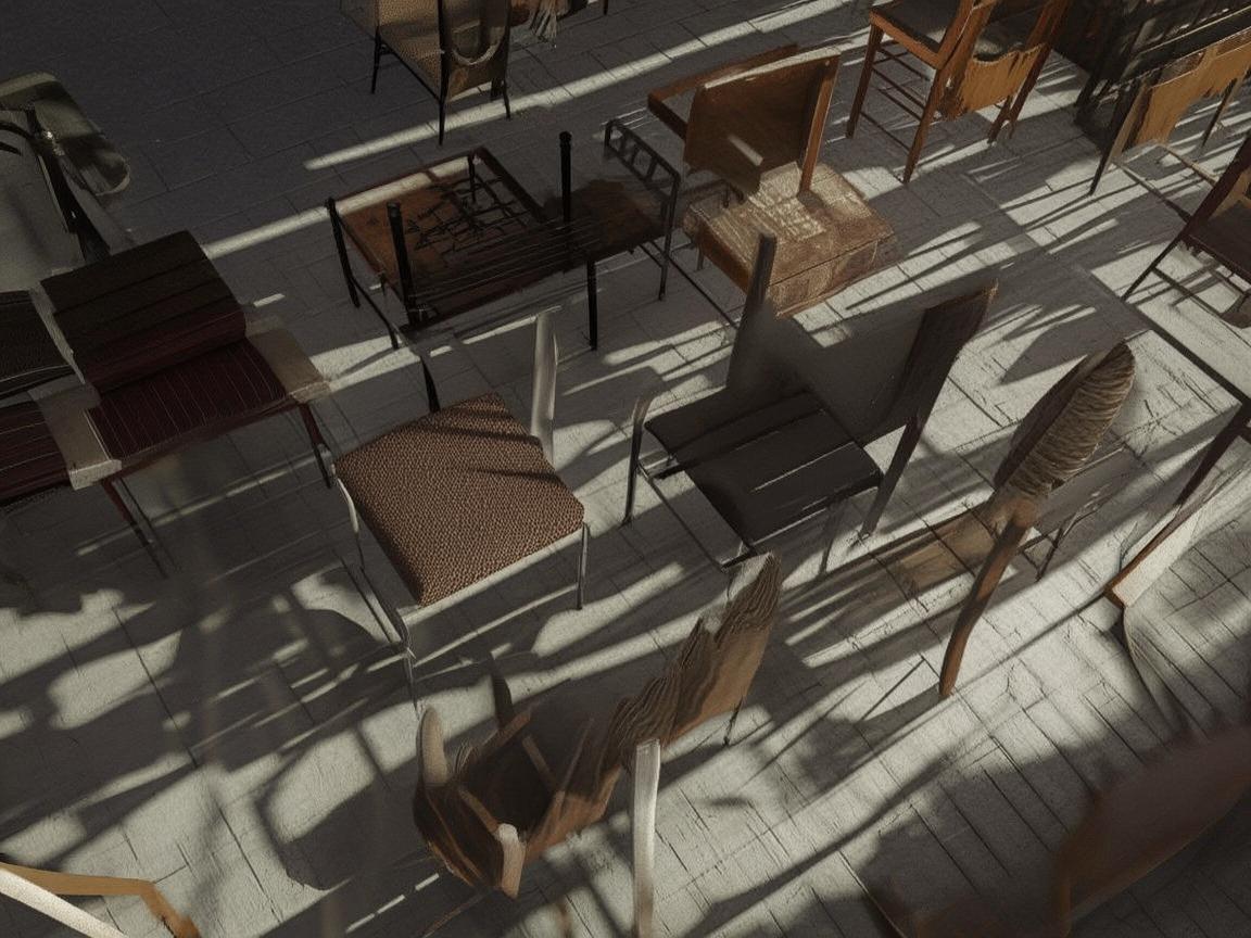 无人机视角下的餐椅百态