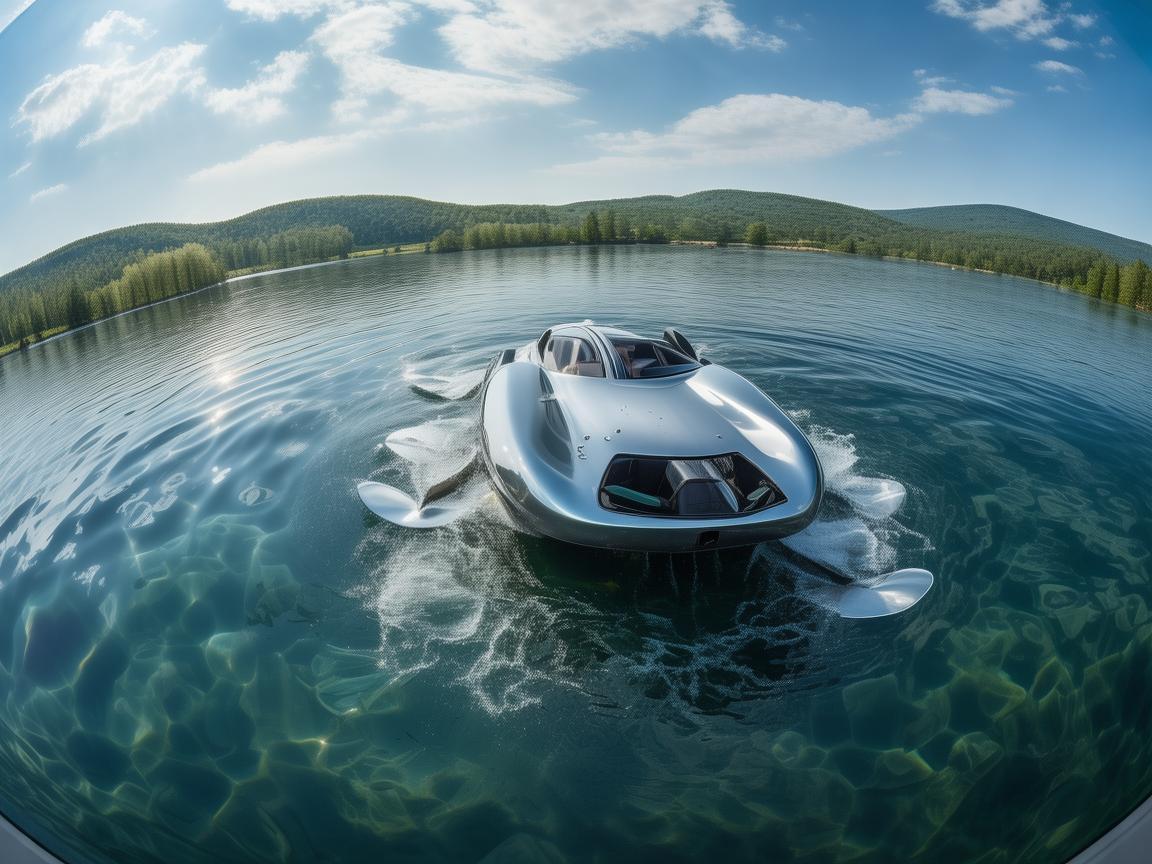 无人机摄像下的水陆两栖车探秘